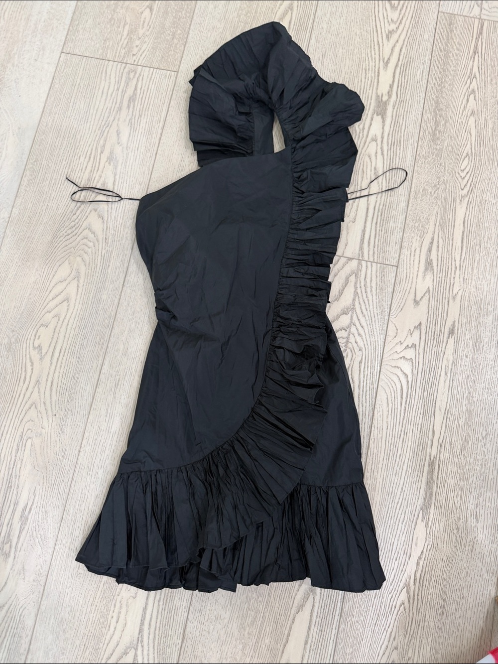 Zara Black One-Shoulder Ruffle Dress